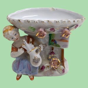 Artist Girl Easel Pedestal Soap Dish Figurine By Chase Japan Vintage 3.75" Tall